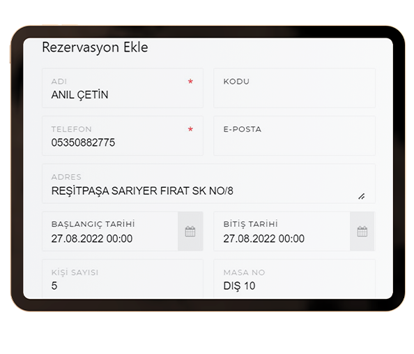 Rezervasyon-tablet